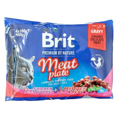 Brit Premium Cat Adult Meat Plate saszetki 4x100g