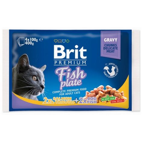 Brit Premium Cat Adult Fish Plate saszetki 4x100g