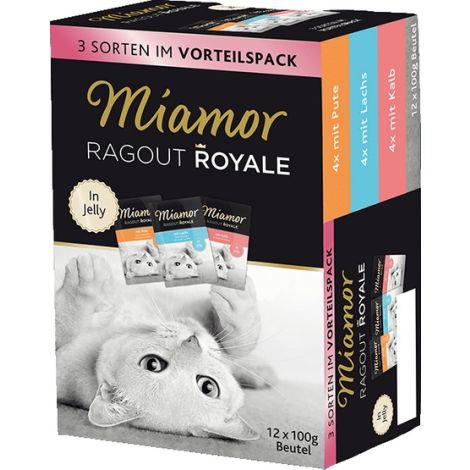 Miamor Ragout Royale Mix Galaretka - indyk, łosoś, cielęcina saszetki 12x100g - 2