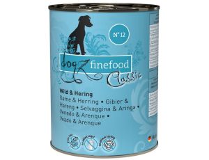 Dogz Finefood Classic N.12 Dziczyzna i śledź puszka 400g