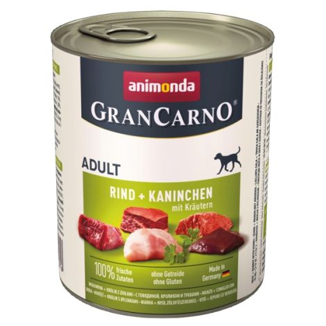 Animonda GranCarno Original Adult Rind Kaninchen Krautern Wołowina + Królik z Ziołami puszka 800g - 2