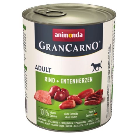 Animonda GranCarno Original Adult Rind Entenherzen Wołowina + Serca kacze puszka 800g - 2