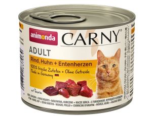 Animonda Carny Adult Wołowina, Kurczak + Kacze serca puszka 200g