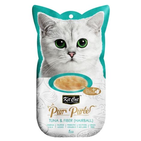 Kit Cat PurrPuree Tuna & Fiber Hairball 4x15g - 2