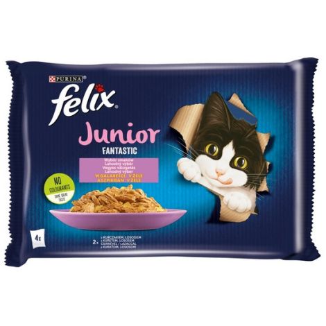 Felix Fantastic Junior kurczak/łosoś w galaretce saszetki 4x85g