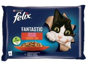 Felix Fantastic Wybór Mięs (wołowina+kurczak) w galaretce saszetka 4x85g