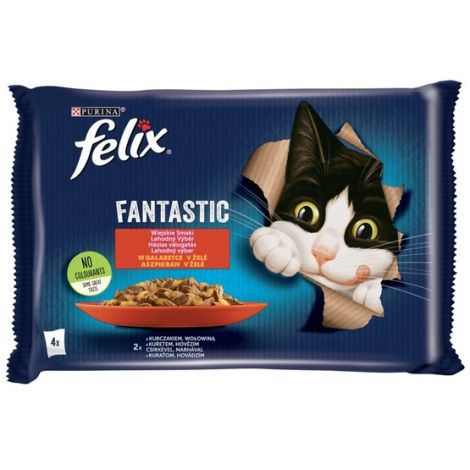 Felix Fantastic Wybór Mięs (wołowina+kurczak) w galaretce saszetka 4x85g