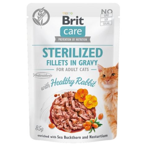 Brit Care Cat Fillets In Gravy Sterilized Healthy Rabbit saszetka 85g