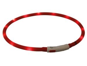 Trixie Opaska LED USB silikonowa XS-XL 70/1cm czerwona