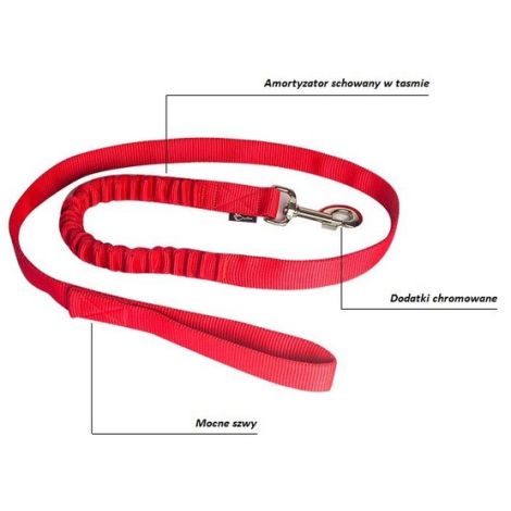 CHABA Smycz taśma z amortyzatorem 16 czerwona - 2
