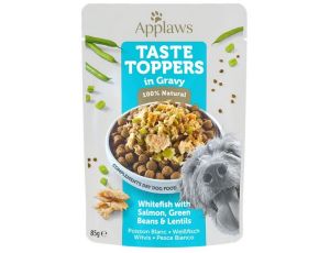 Applaws Taste Toppers Saszetka dla psa - białoryby, łosoś, zielony groszek i soczewica w sosie 85g
