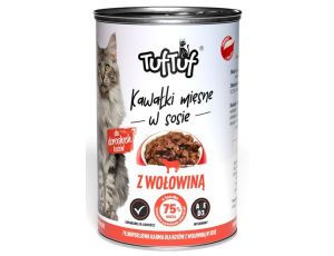 TUF TUF Kawałki mięsne z wołowiną dla kota puszka 415g