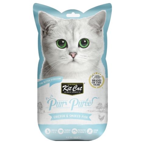 Kit Cat PurrPuree Chicken & Smoked Fish 4x15g