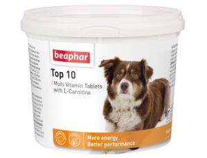 Beaphar TOP 10 Dog - preparat witaminowy z L-karnityną dla psa 750tabl.