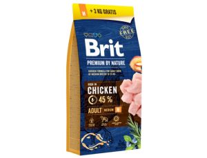 Brit Premium By Nature Adult M Medium 18kg (15+3kg gratis)