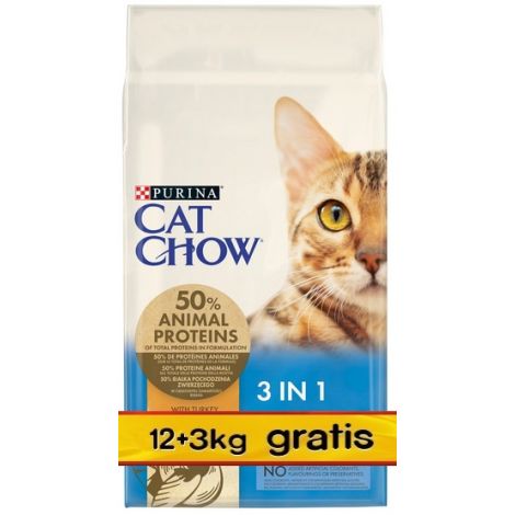 Purina Cat Chow 3in1 z indykiem 15kg (12+3kg gratis)