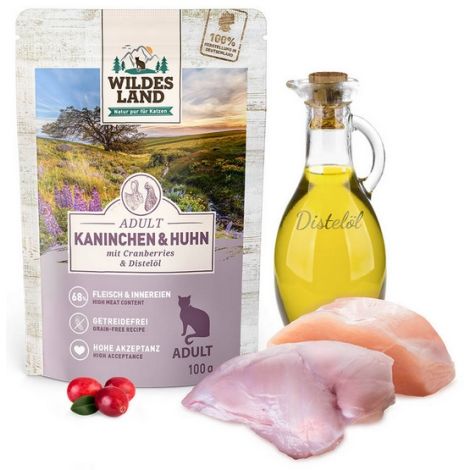 Wildes Land Cat Classic Adult Kaninchen & Huhn saszetka 100g - 2