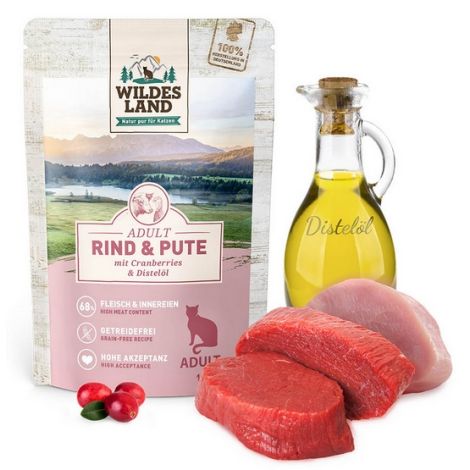 Wildes Land Cat Classic Adult Rind & Pute saszetka 100g - 2