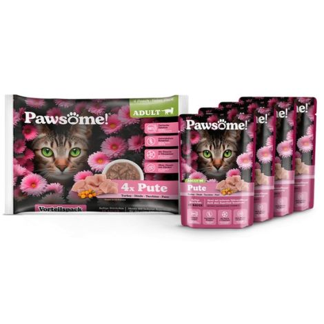 Pawsome Adult Pute - indyk saszetki 4x85g - 2