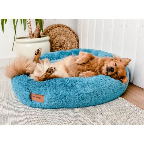 MIMIKO Pets Legowisko Shaggy okrągłe XL 75cm turkusowe - 2