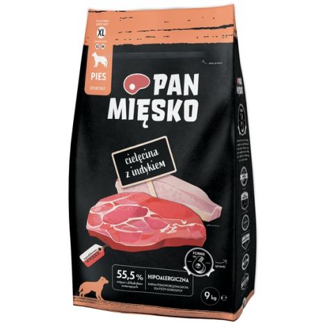 Pan Mięsko Karma sucha dla psa - cielęcina i indyk chrupki XL 9kg