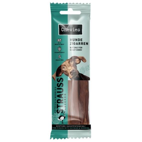 Chewies Hundezigarren Straub & Beeren - struś & owoce 75g - 2