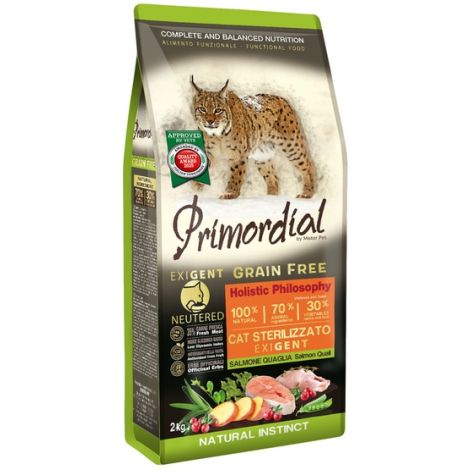 Primordial Cat Grain Free Neutered Exigent Salmon & Quail 2kg