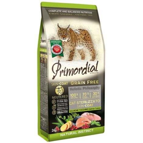 Primordial Cat Grain Free Neutered Skin Coat Salmon & Turkey 2kg