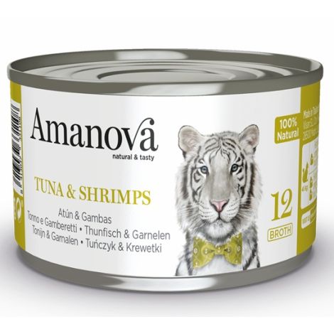 Amanova Kot Tuna & Shrimps w bulionie puszka 70g