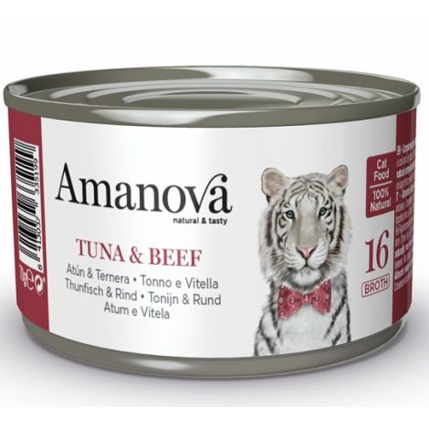 Amanova Kot Tuna & Beef w bulionie puszka 70g