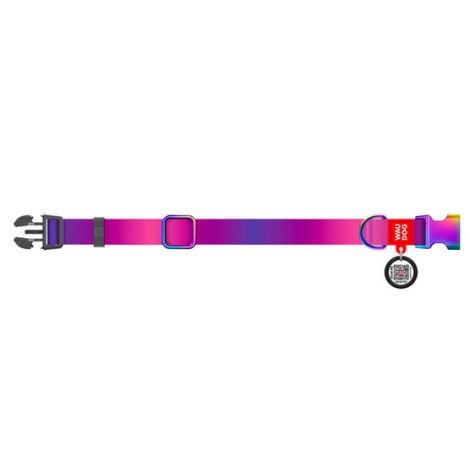 Collar WauDog Recycled Obroża nylonowa z QR-paszportem, gradient M 20mm/28-40cm fioletowy - 2