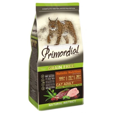 PROMOCJA 400g + 400g Primordial Cat Grain Free Adult Duck & Turkey [termin ważności: 03.07.2025]