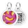 Collar WauDog Smart ID Zawieszka z QR-paszportem okrągła 3cm banany na różu
