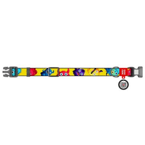 Collar WauDog Nylon Obroża nylonowa z QR-paszportem, plastikowy fastex, wzór FUTRZANE POTWORY, L 25mm/33-49cm - 2
