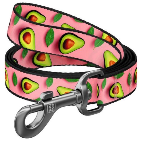Collar WauDog Nylon Smycz nylonowa S 15mm/200cm, wzór AWOKADO NA RÓŻU